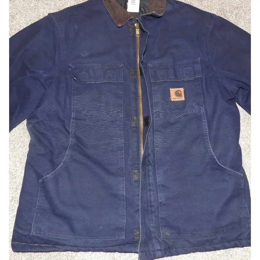 Vintage Carhartt C26 MDT Midnight Blue Jacket Mens Large Regular Union Made - Picture 4 of 10
